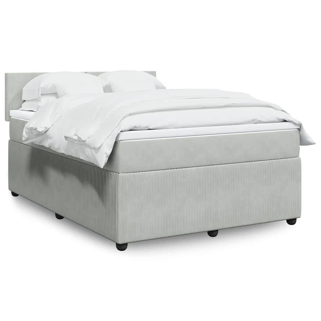 Boxspring met matras fluweel lichtgrijs 140x190 cm is nu te koop bij PeponiXL, paradijselijk wonen!