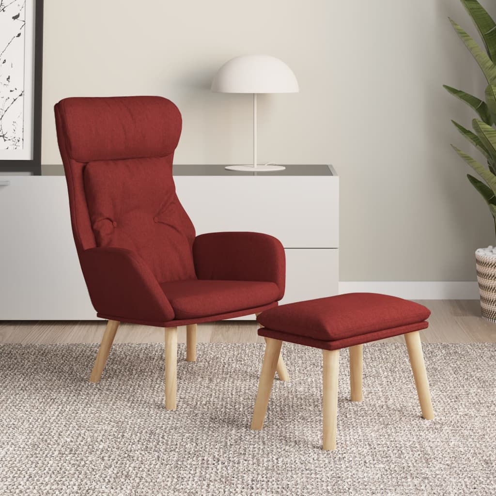 Relaxstoel met voetenbank stof wijnrood is nu te koop bij PeponiXL, paradijselijk wonen!