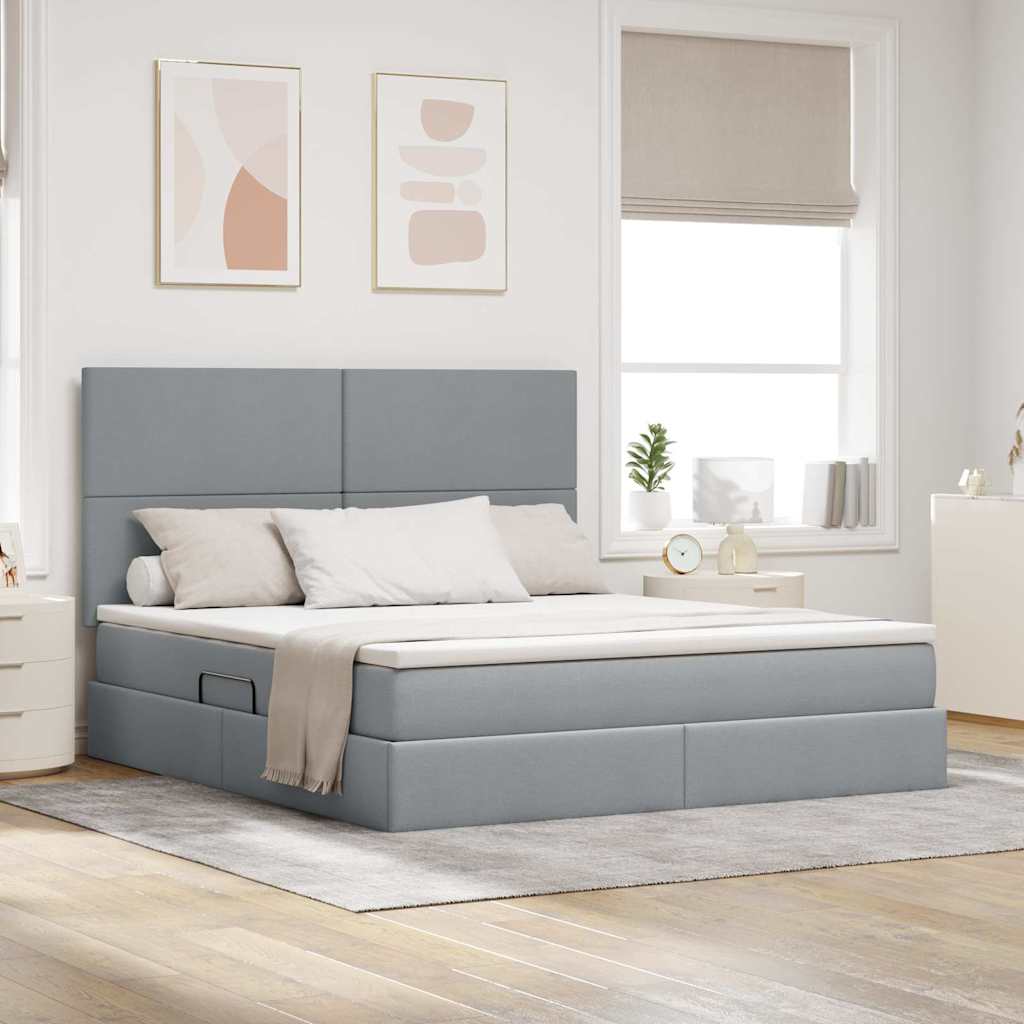 Opbergbed met LED met matras Lichtgrijs 180 x 200 cm Polyester is nu te koop bij PeponiXL, paradijselijk wonen!