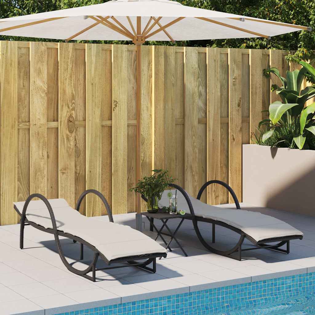 Ligbedden 2 st met kussens poly rattan zwart is nu te koop bij PeponiXL, paradijselijk wonen!