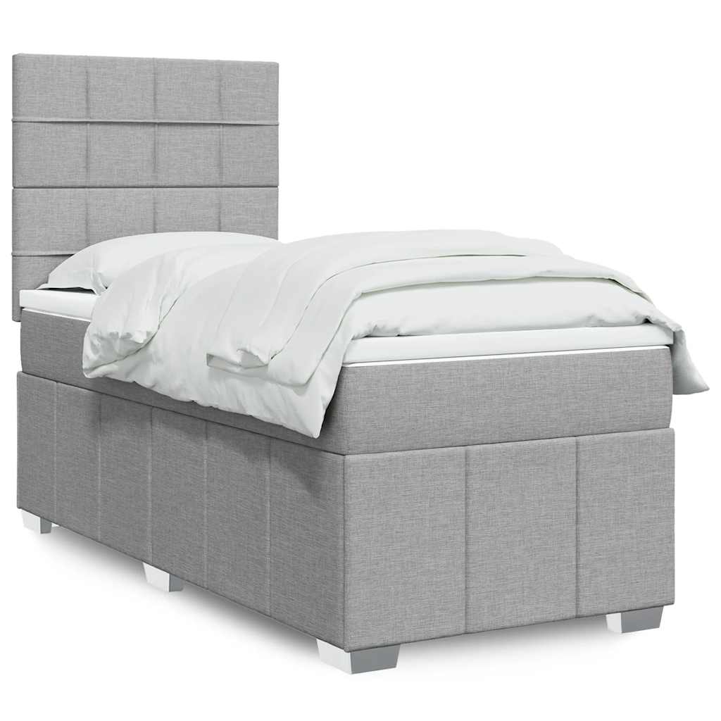 Boxspring met matras stof lichtgrijs 90x190 cm is nu te koop bij PeponiXL, paradijselijk wonen!