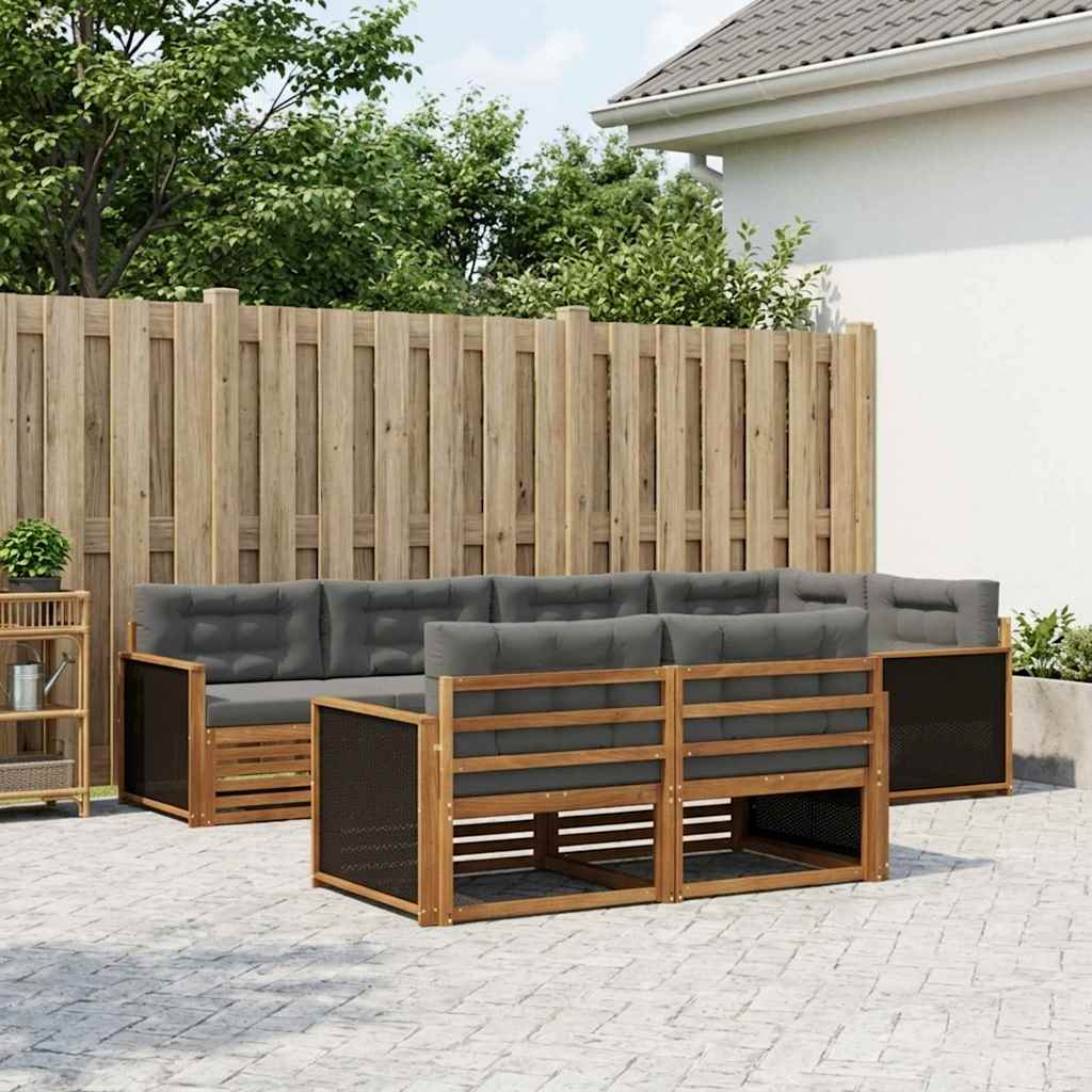 Buiten bankenset met kussen 7 pcs Natuurlijk en Antraciet is nu te koop bij PeponiXL, paradijselijk wonen!