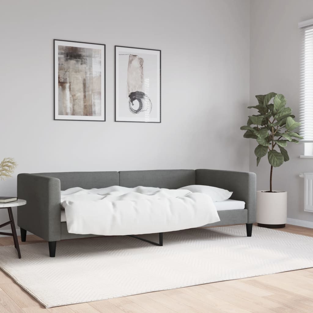 Slaapbank 90x190 cm stof donkergrijs is nu te koop bij PeponiXL, paradijselijk wonen!
