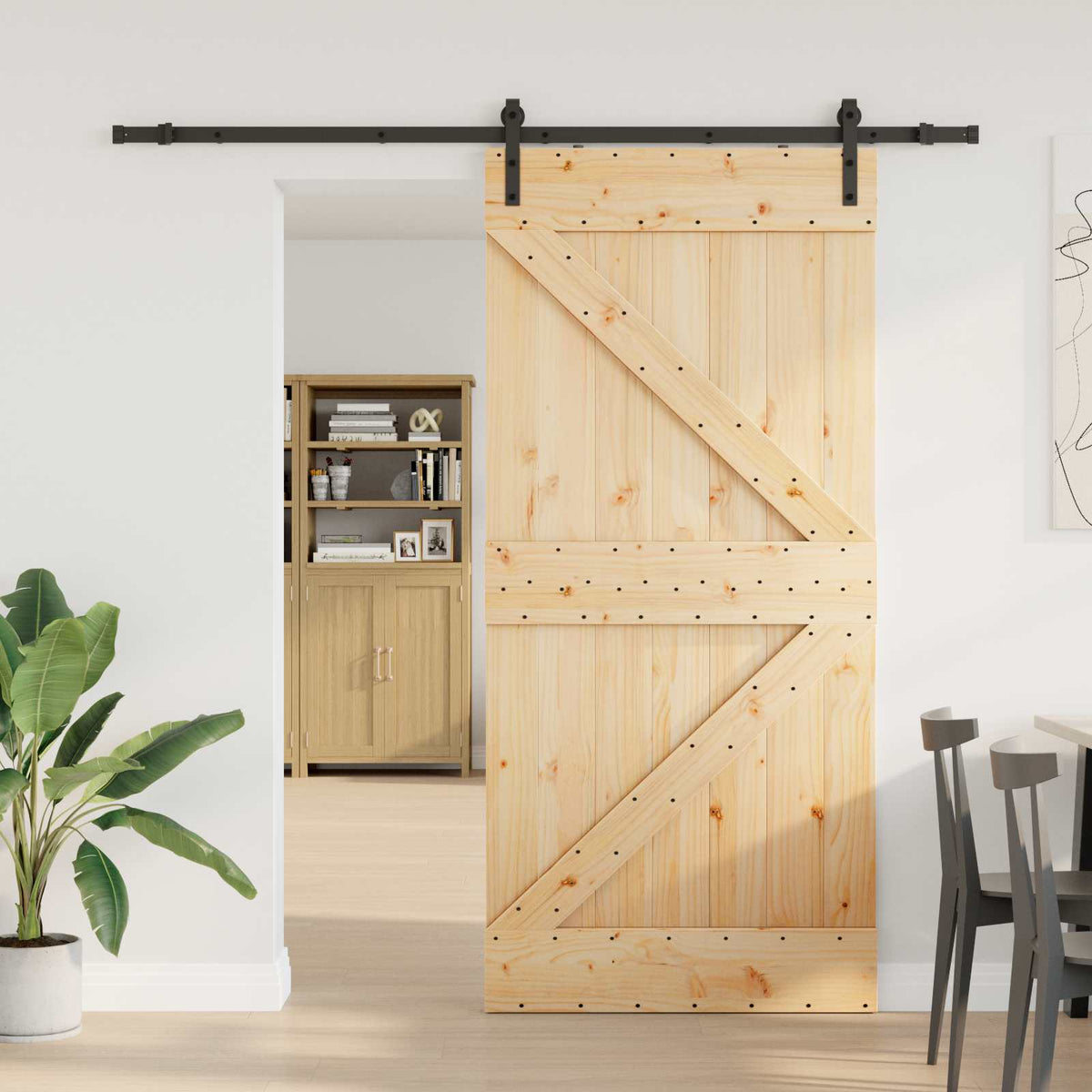 Schuifdeur NARVIK Naturel en Zwart 90 x 210 cm (213,5 cm) is nu te koop bij PeponiXL, paradijselijk wonen!