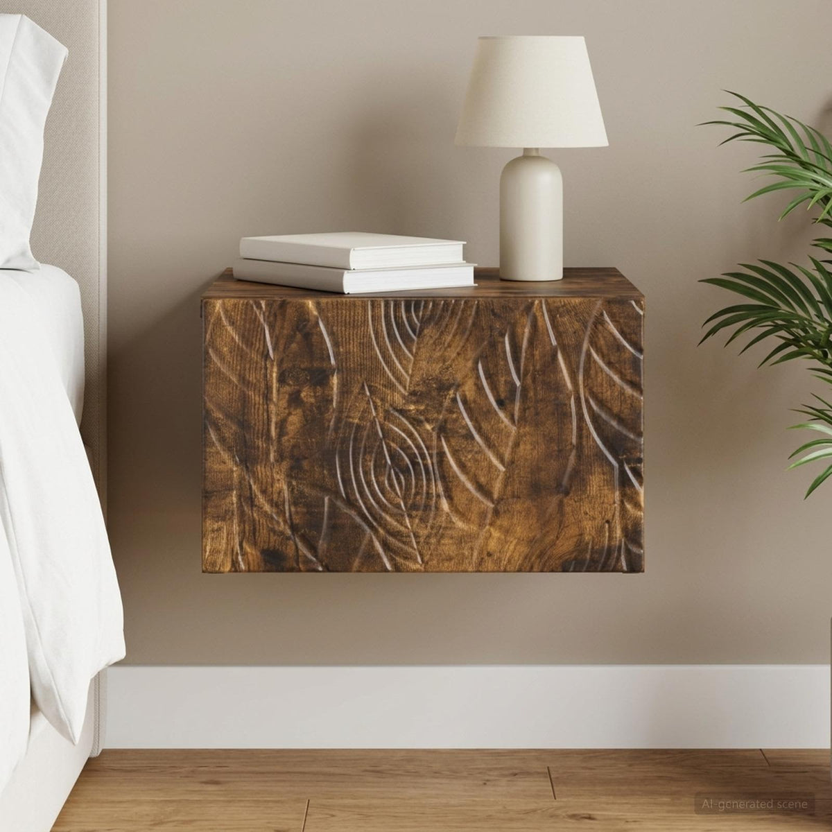 Wandmontage Zijtafel Gerookt eiken 34,5 x 33 x 20 cm is nu te koop bij PeponiXL, paradijselijk wonen!