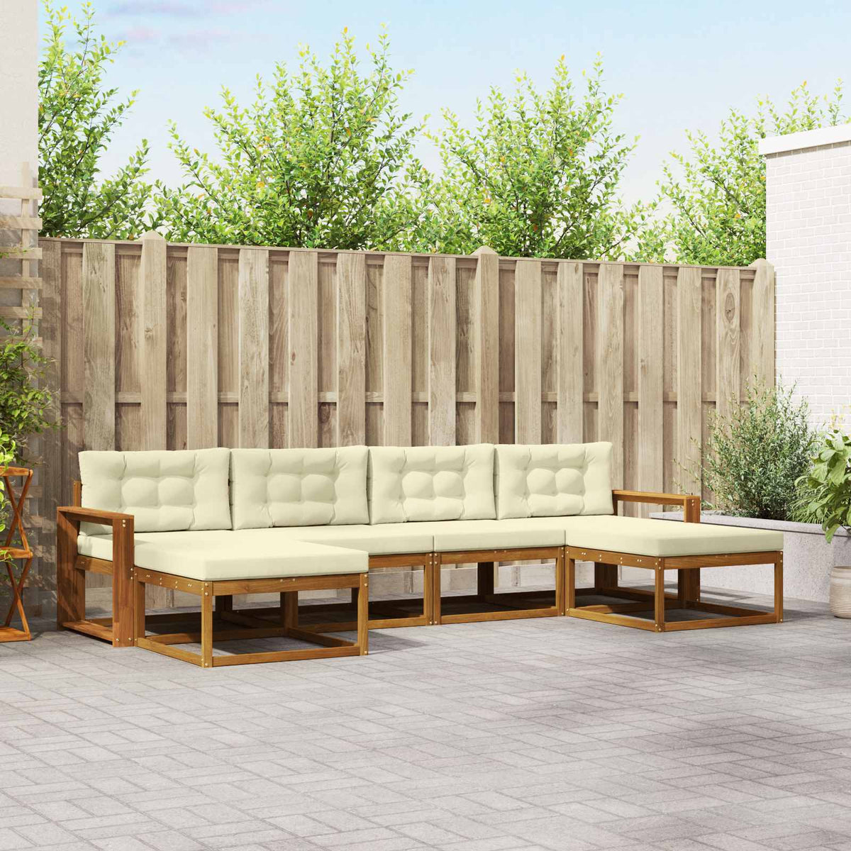 Buiten bankenset met kussen 6 pcs Natuurlijk en Crème is nu te koop bij PeponiXL, paradijselijk wonen!