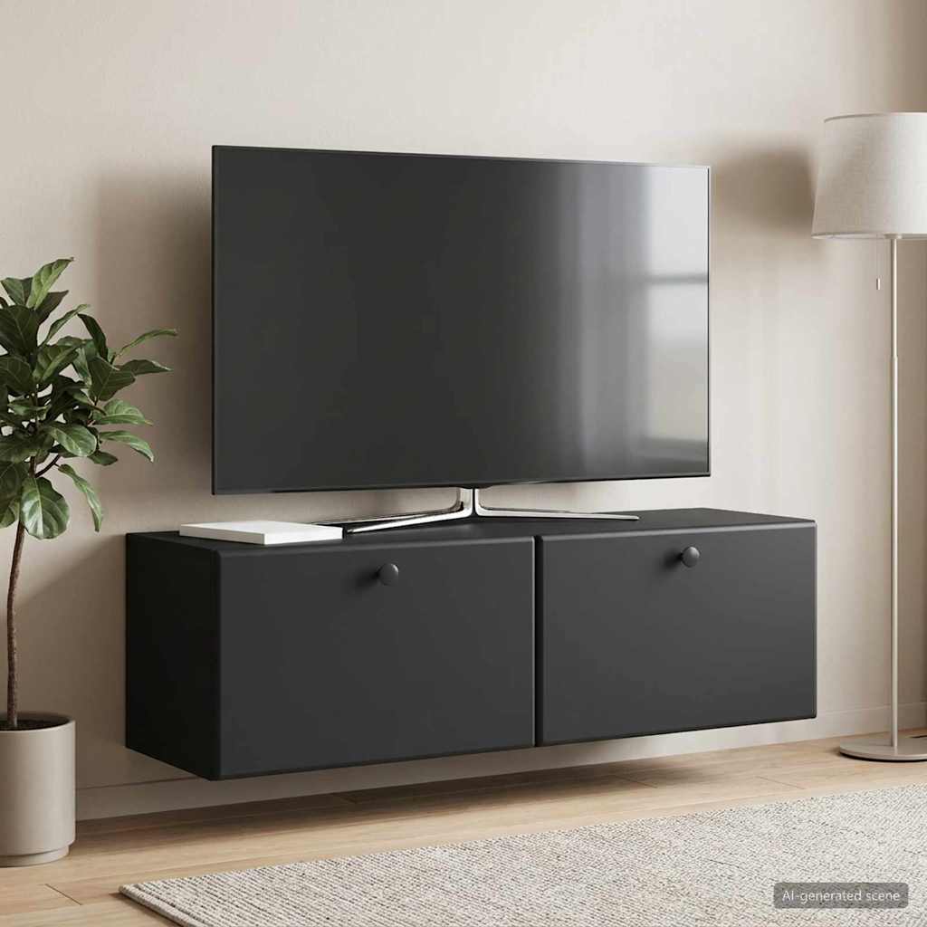 Wandbeugel TV-kast Zwart 98 x 31 x 30 cm Bewerkt hout is nu te koop bij PeponiXL, paradijselijk wonen!