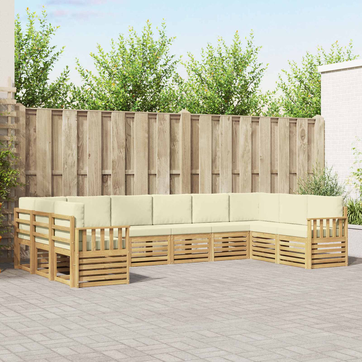 Buiten bankenset 7 pcs Wit en Crème 363 x 187,5 x 73 cm is nu te koop bij PeponiXL, paradijselijk wonen!