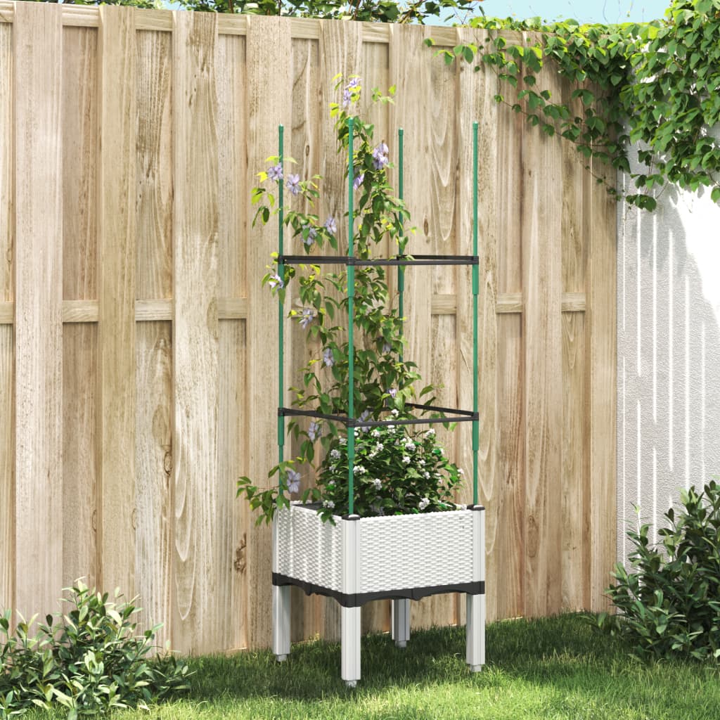 Plantenbak met latwerk 40x40x142,5 cm polypropeen wit is nu te koop bij PeponiXL, paradijselijk wonen!