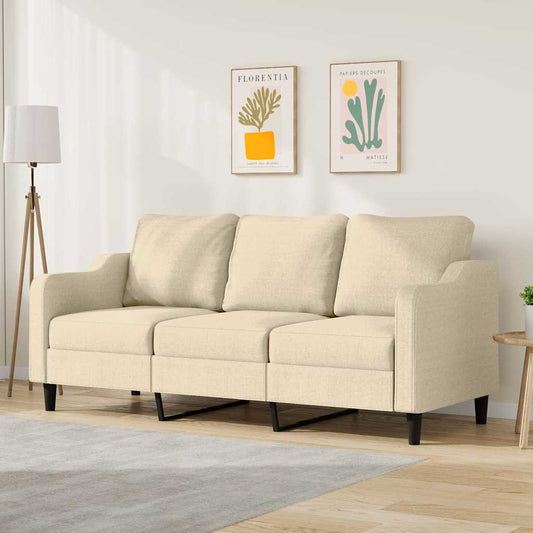 Driezitsbank 180 cm stof crèmekleurig is nu te koop bij PeponiXL, paradijselijk wonen!