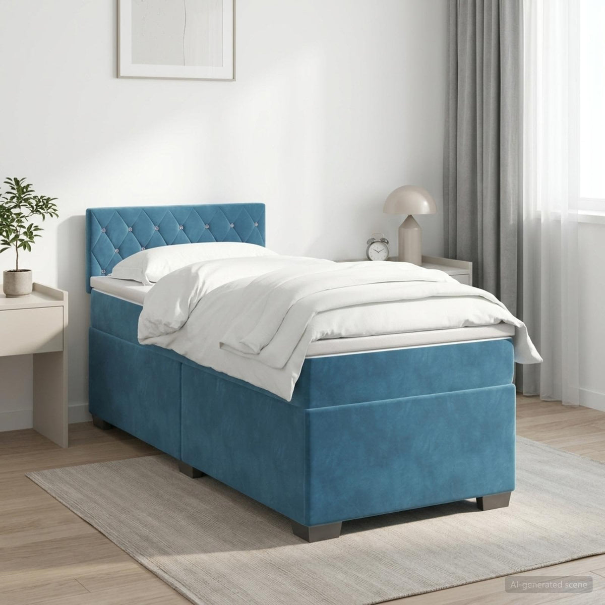 Boxspringbed met matras Donkerblauw 80 x 200 cm Fluweel is nu te koop bij PeponiXL, paradijselijk wonen!