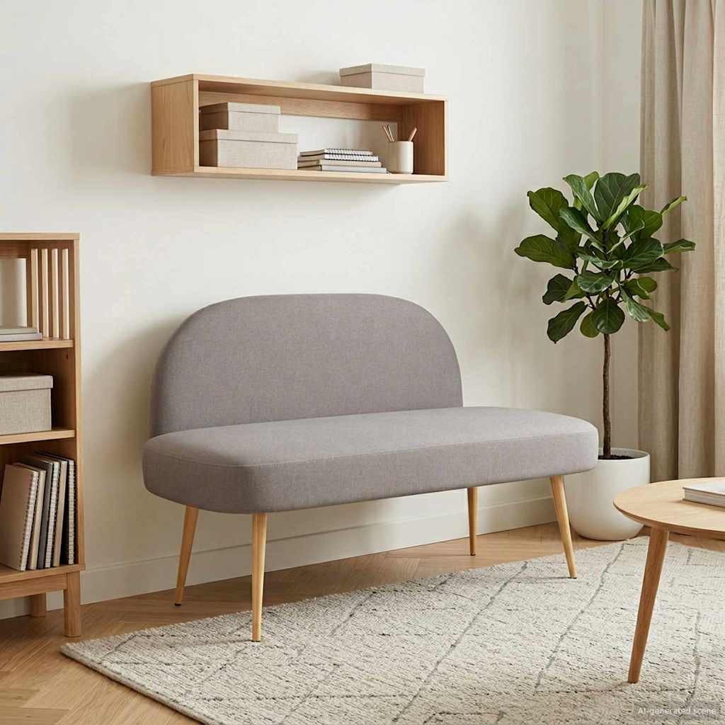 Beklede bank met rugleuning Taupe 110 x 60 x 76 cm Polyester is nu te koop bij PeponiXL, paradijselijk wonen!