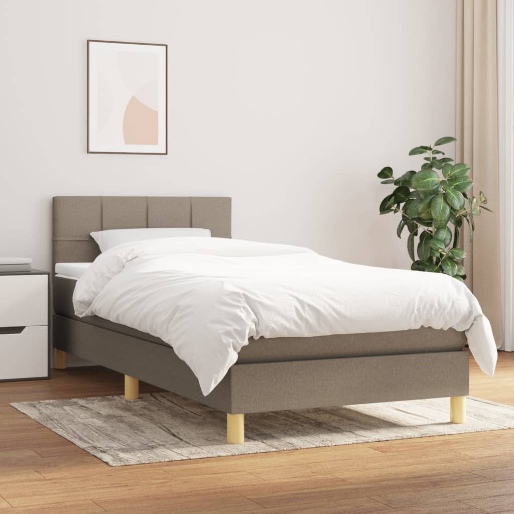 Boxspring met matras stof taupe 90x190 cm is nu te koop bij PeponiXL, paradijselijk wonen!