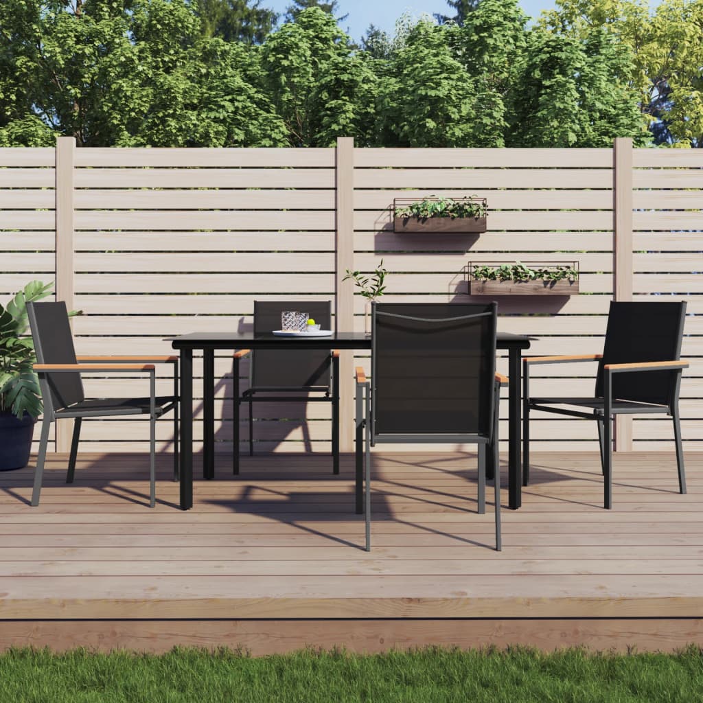 5-delige Tuinset textileen en staal zwart is nu te koop bij PeponiXL, paradijselijk wonen!