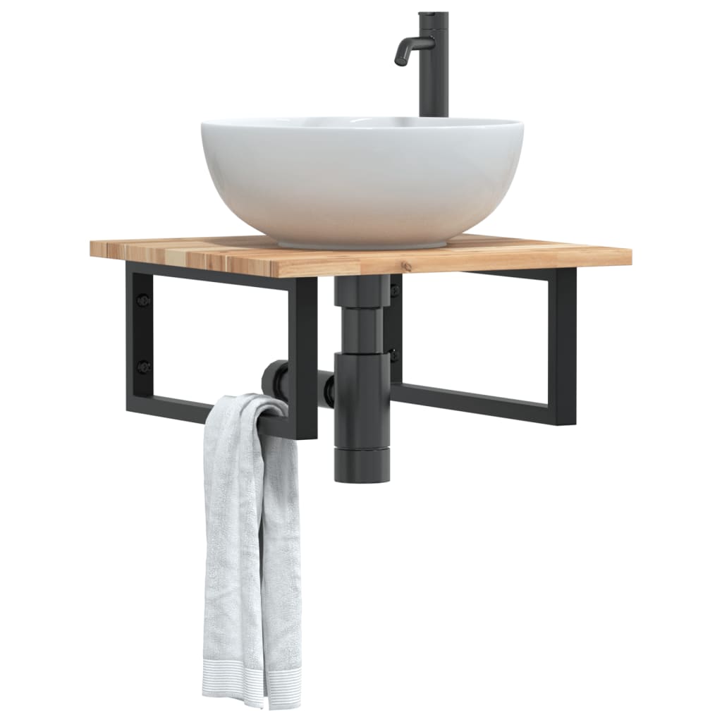Badkamer wandschap staal en massief acaciahout is nu te koop bij PeponiXL, paradijselijk wonen!