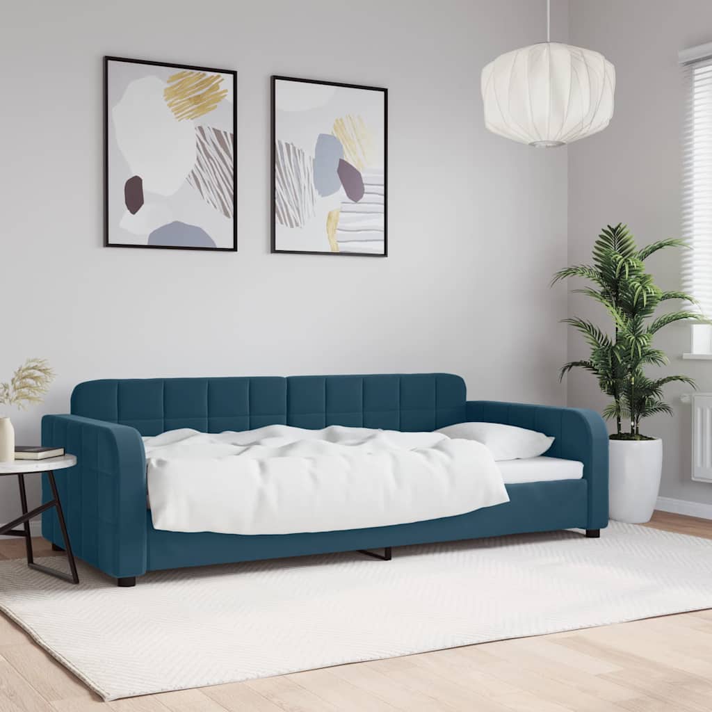 Slaapbank 90x200 cm fluweel blauw is nu te koop bij PeponiXL, paradijselijk wonen!