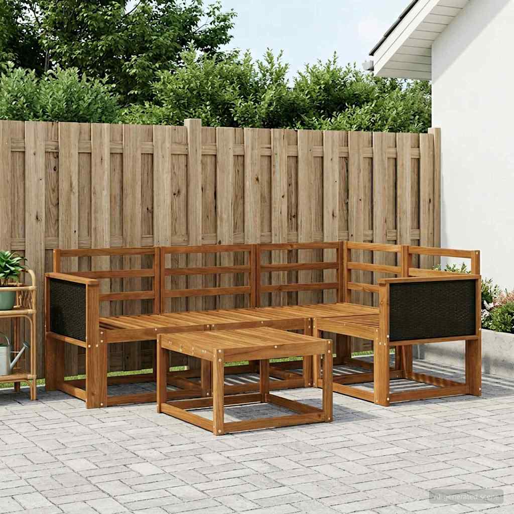 Buiten bankenset 5 pcs Naturel Massief Acaciahout is nu te koop bij PeponiXL, paradijselijk wonen!
