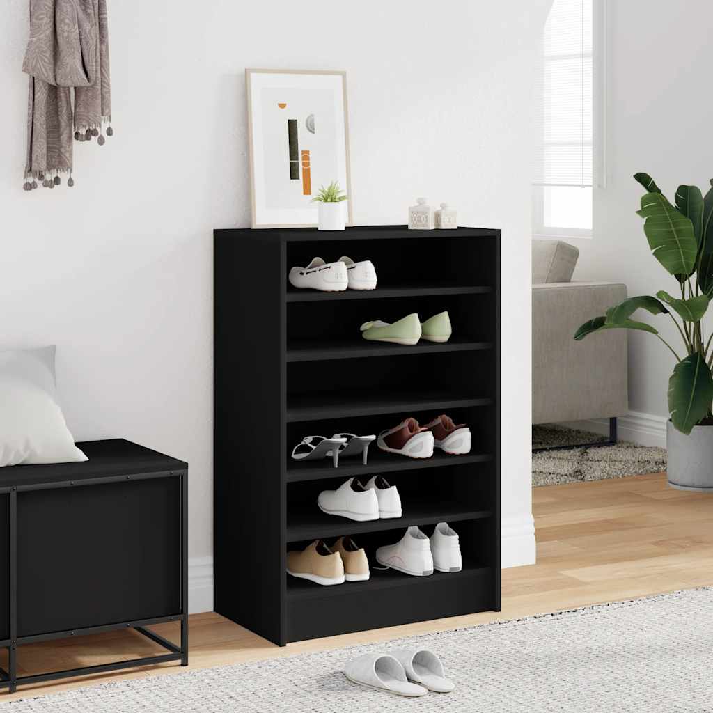 Schoenenkast 60x35x92 cm bewerkt hout zwart is nu te koop bij PeponiXL, paradijselijk wonen!