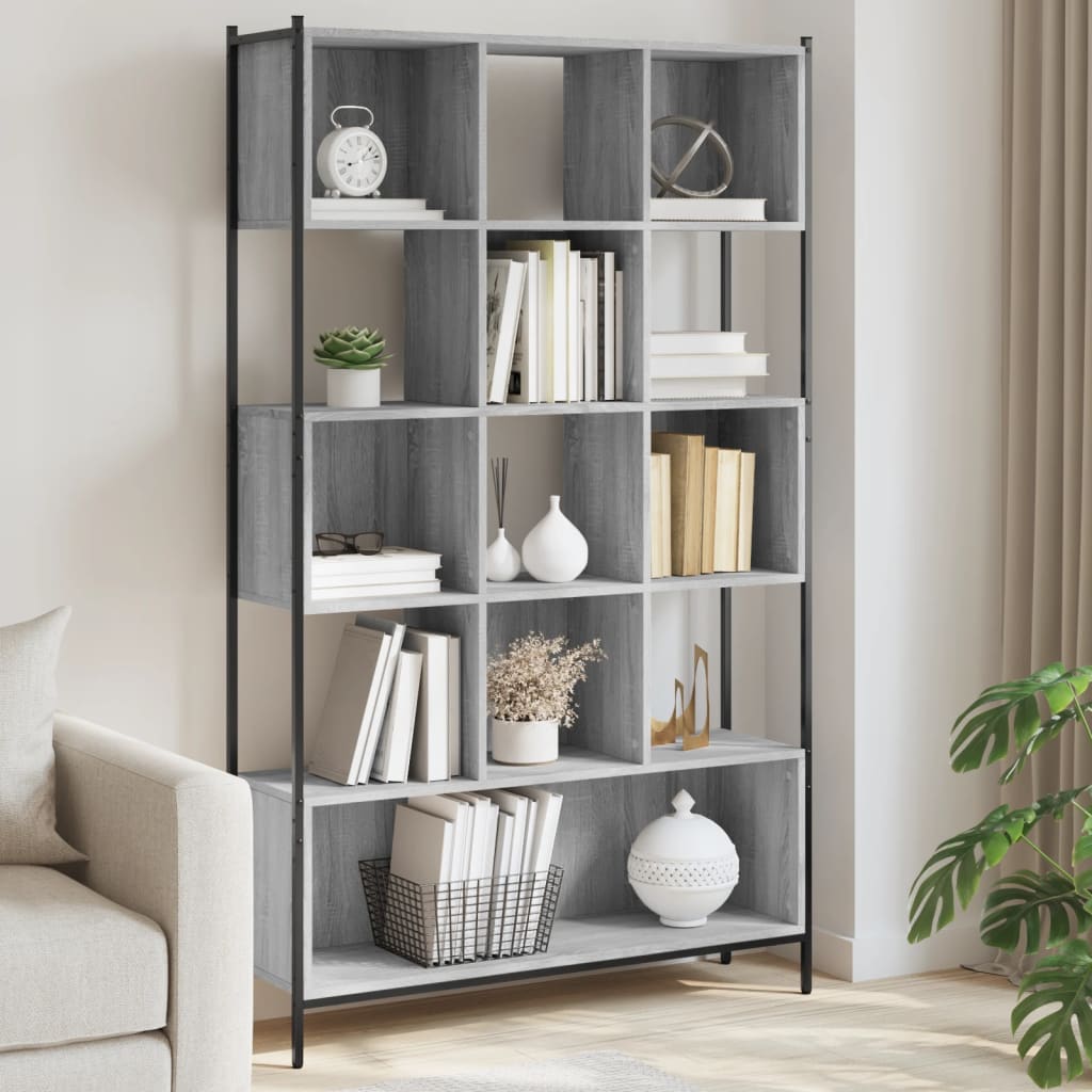 Boekenkast 102x28x172 cm bewerkt hout grijs sonoma eikenkleurig is nu te koop bij PeponiXL, paradijselijk wonen!