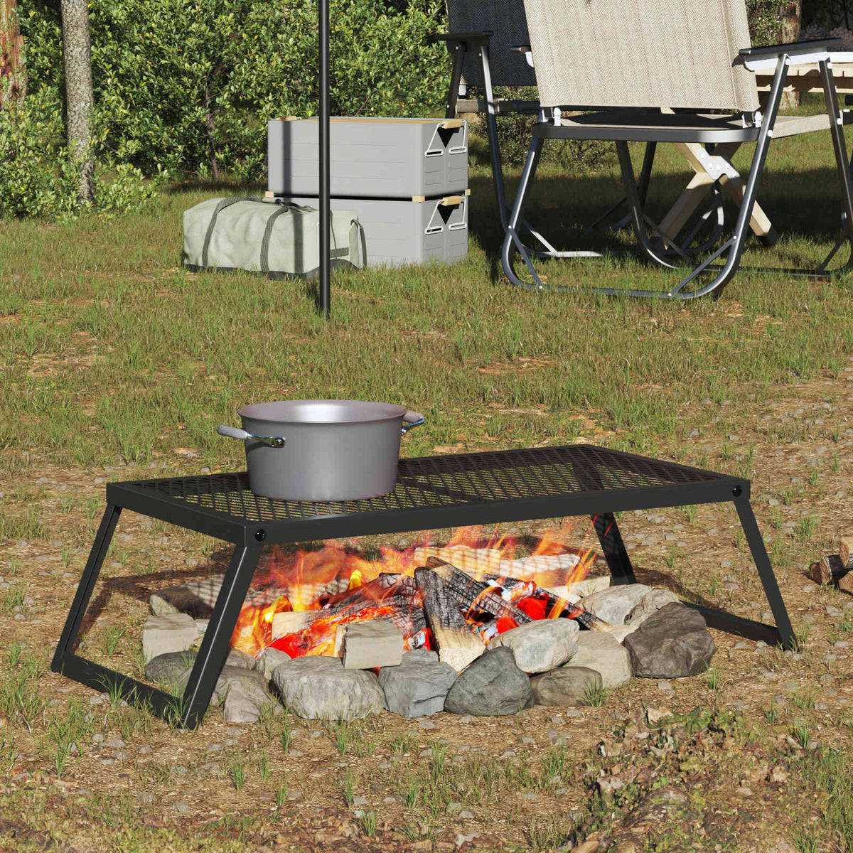Opvouwbare Camping Grill Zwart 58 x 31 x 2 cm Legeringen Staal is nu te koop bij PeponiXL, paradijselijk wonen!