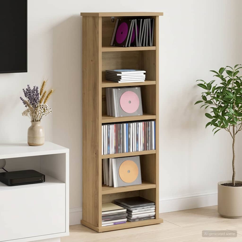 CD Kast Artisanaal eiken 60 x 17 x 92 cm Bewerkt hout is nu te koop bij PeponiXL, paradijselijk wonen!