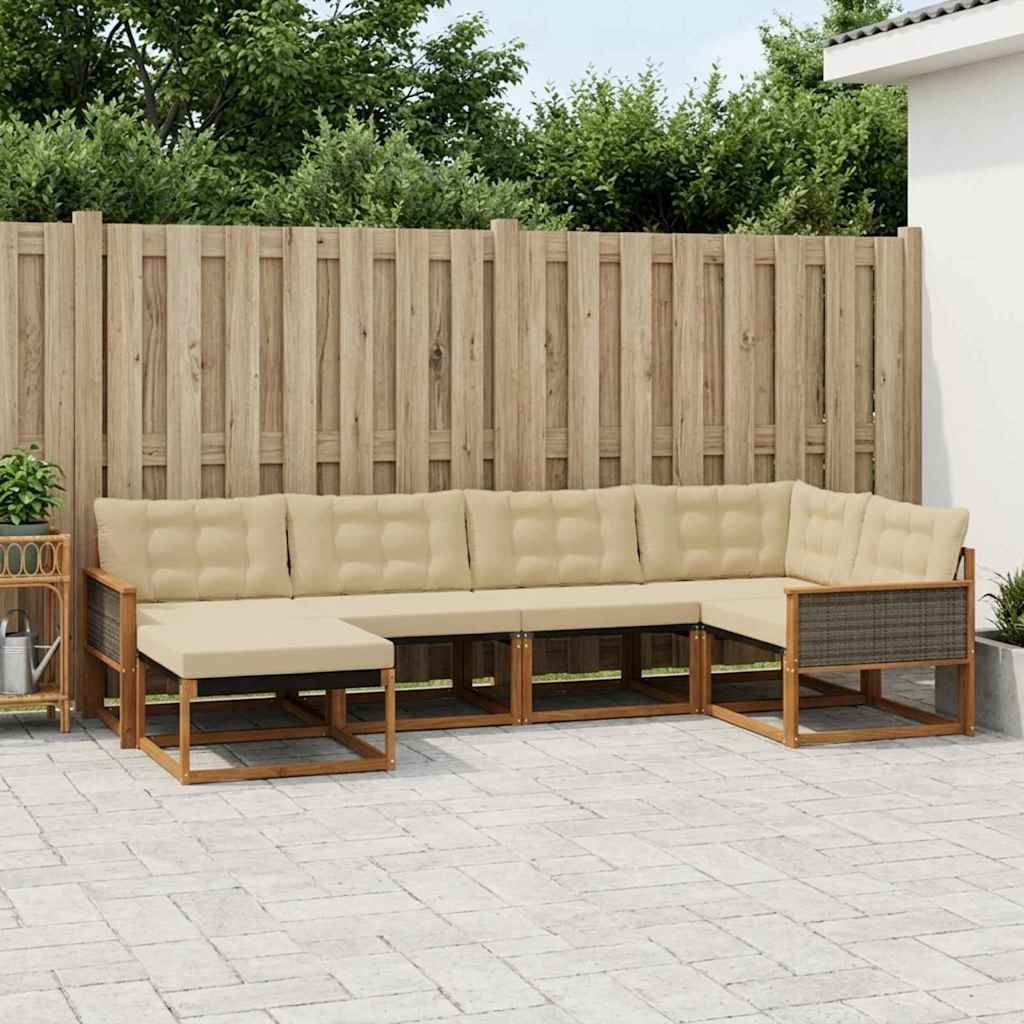 Buiten bankenset met kussen 6 pcs Natuurlijk en Beige is nu te koop bij PeponiXL, paradijselijk wonen!