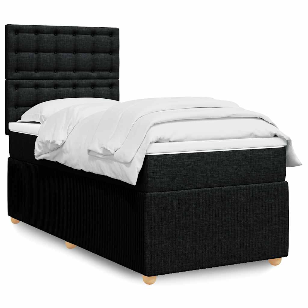 Boxspring met matras stof zwart 90x190 cm is nu te koop bij PeponiXL, paradijselijk wonen!