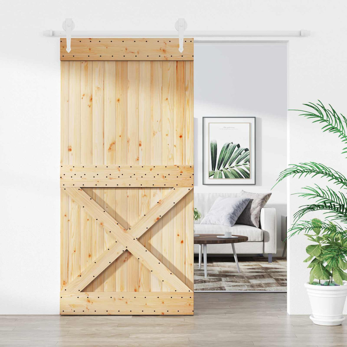 Schuifdeur Natuurlijk en Wit 100 x 210 cm Massief Grenenhout is nu te koop bij PeponiXL, paradijselijk wonen!