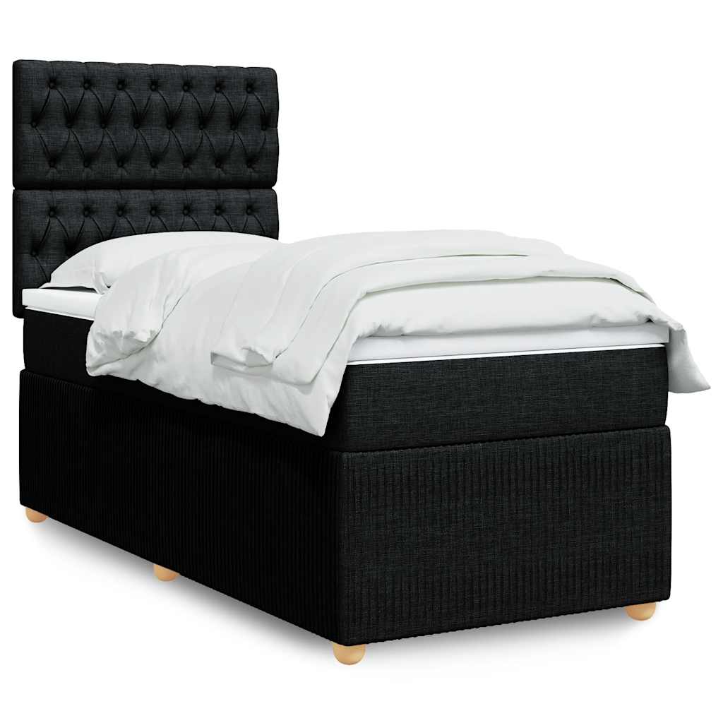 Boxspring met matras stof zwart 90x200 cm is nu te koop bij PeponiXL, paradijselijk wonen!