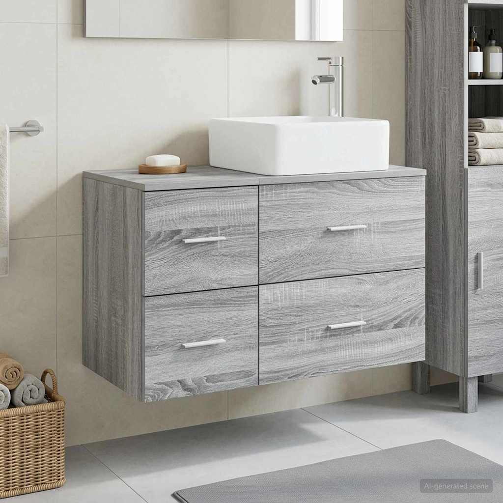 Badkamermeubelset 2 pcs Grijs Sonoma Bewerkt hout is nu te koop bij PeponiXL, paradijselijk wonen!