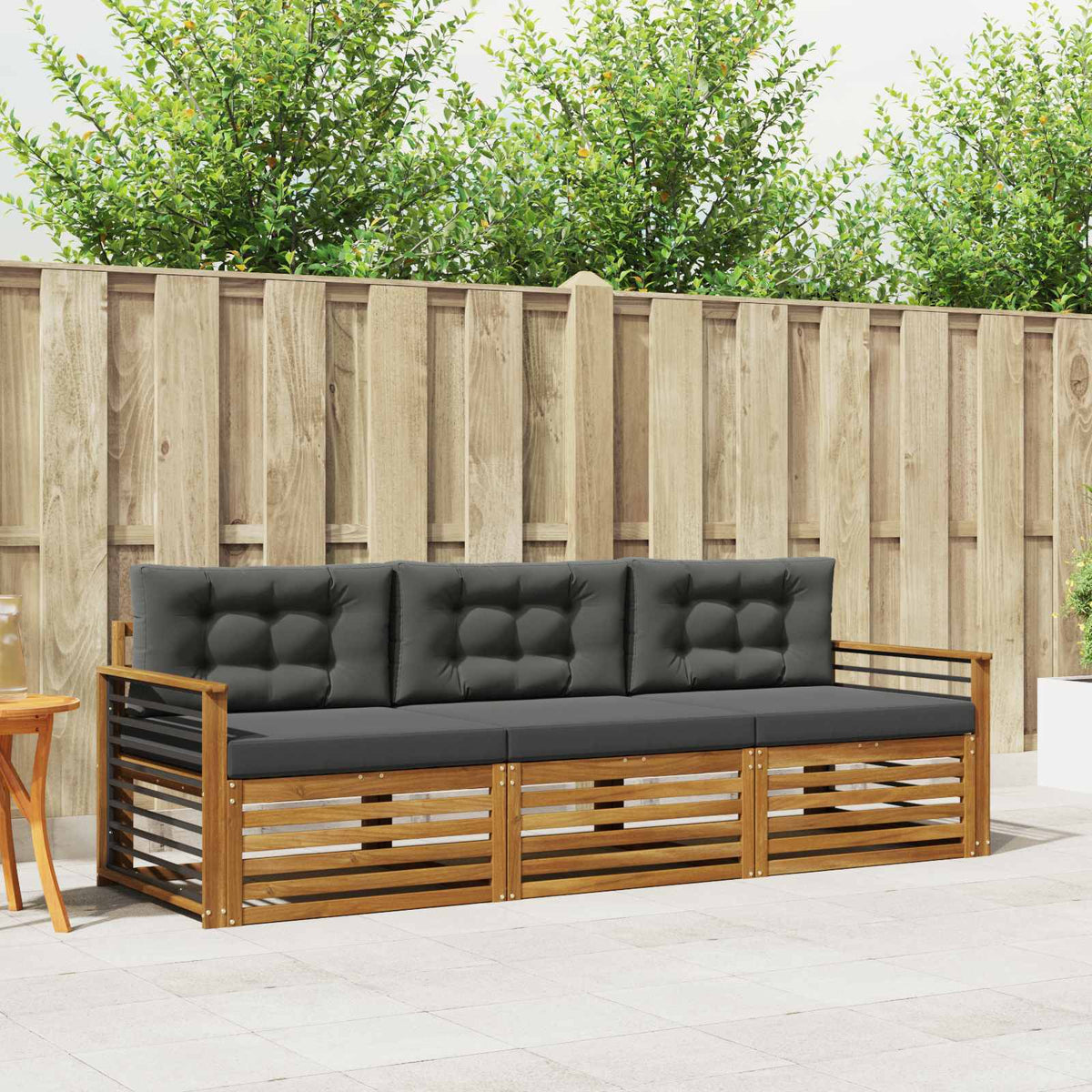 Buiten bankenset met kussen 3 pcs Natuurlijk en Antraciet is nu te koop bij PeponiXL, paradijselijk wonen!