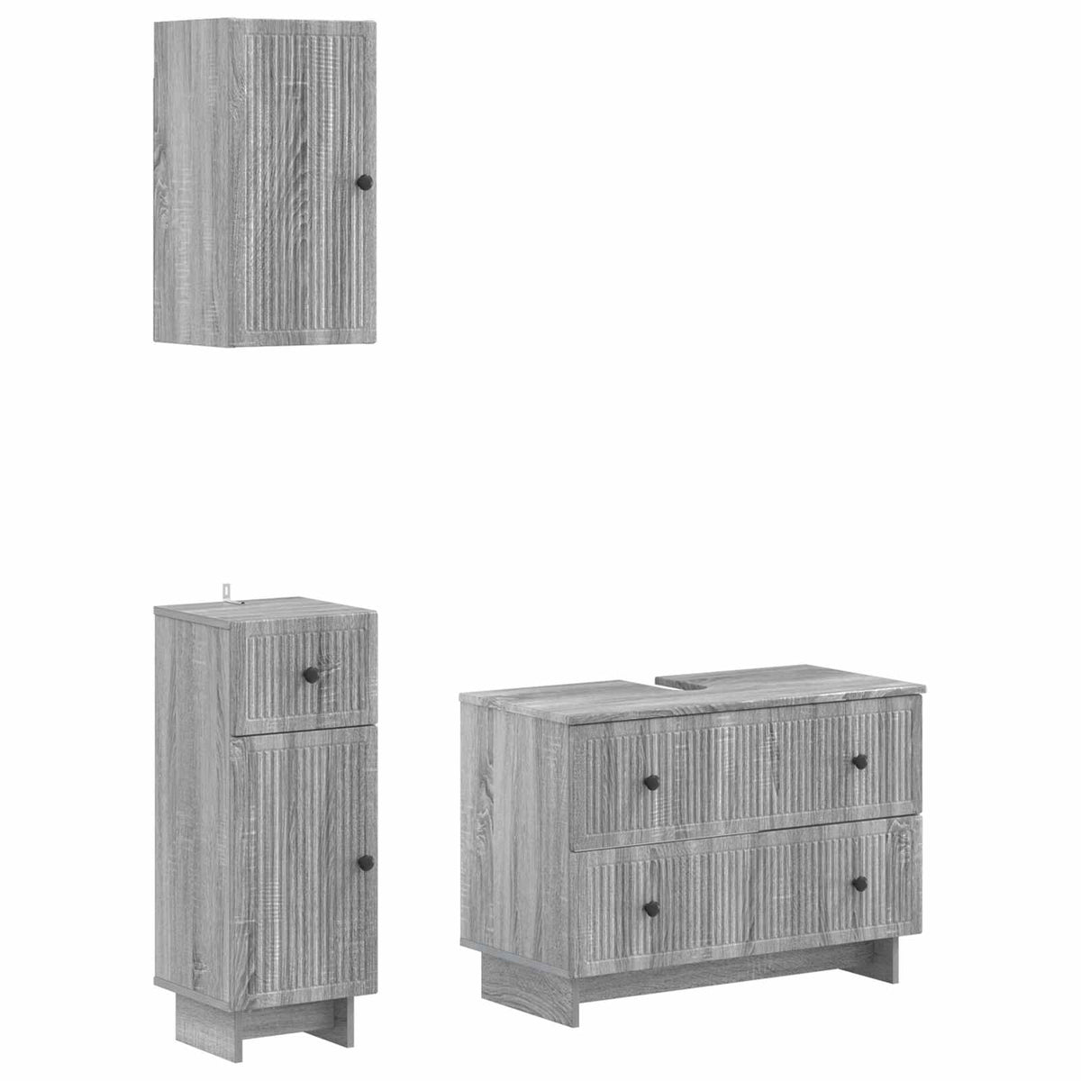 3-delige badkamerkast set EDE Grijs Sonoma Bewerkt hout is nu te koop bij PeponiXL, paradijselijk wonen!