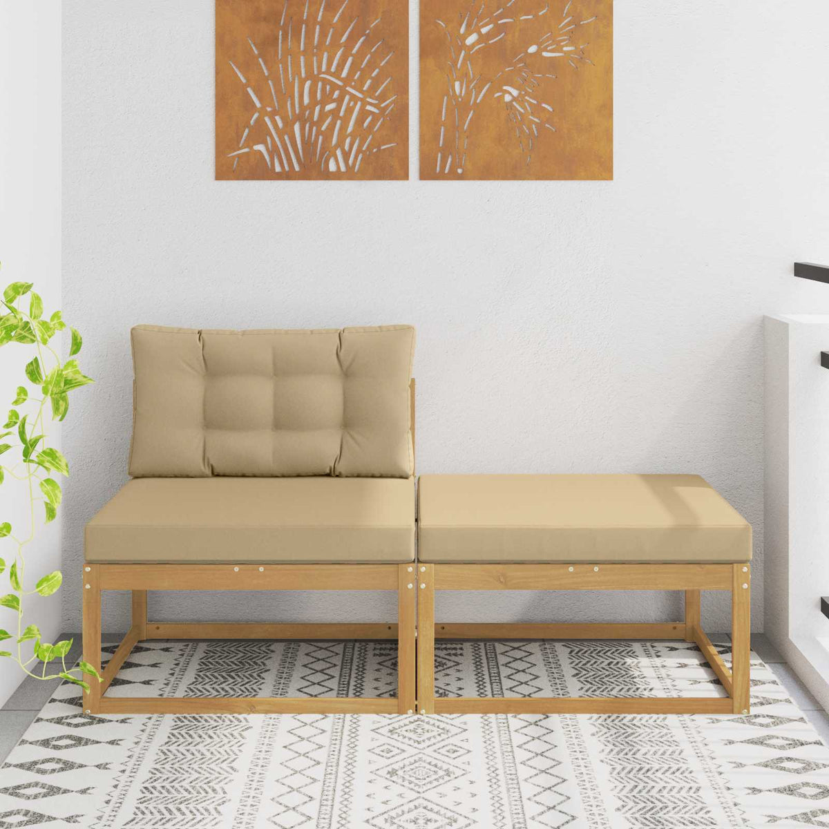 2 Stuk Buiten Voetenbank Polyester Wit is nu te koop bij PeponiXL, paradijselijk wonen!