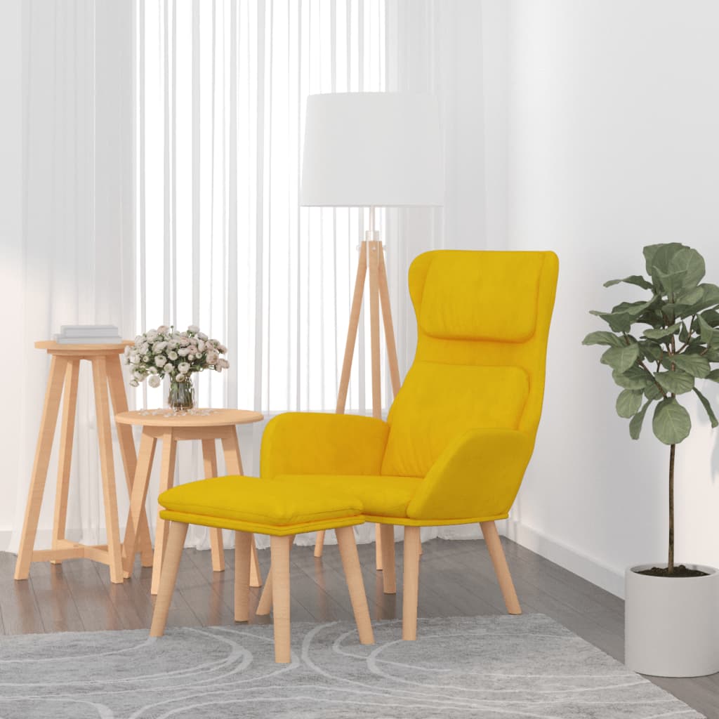 Relaxstoel met voetenbank fluweel mosterdgeel is nu te koop bij PeponiXL, paradijselijk wonen!