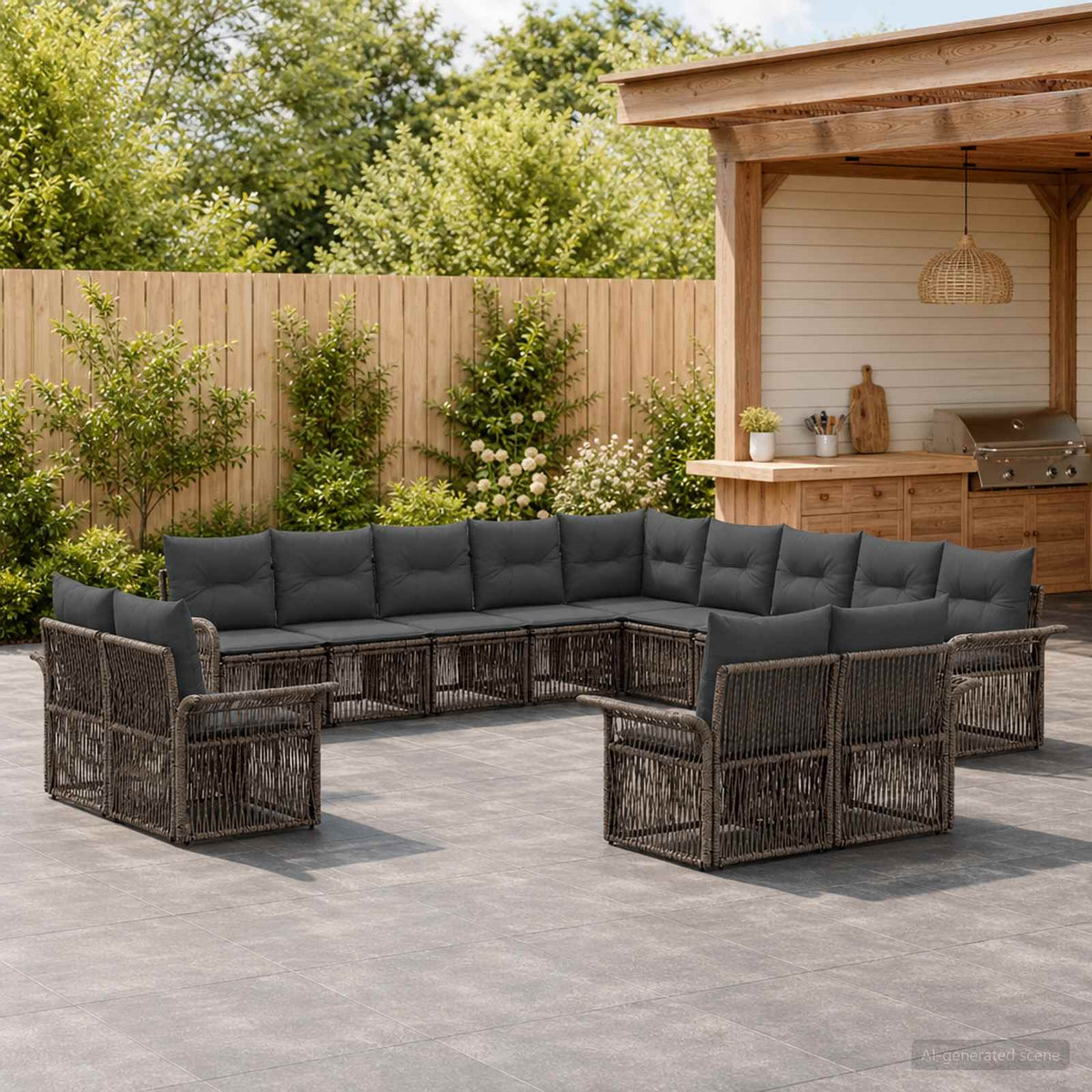 Tuinbankenset 13 pcs Grijs en Donkergrijs poly rattan is nu te koop bij PeponiXL, paradijselijk wonen!