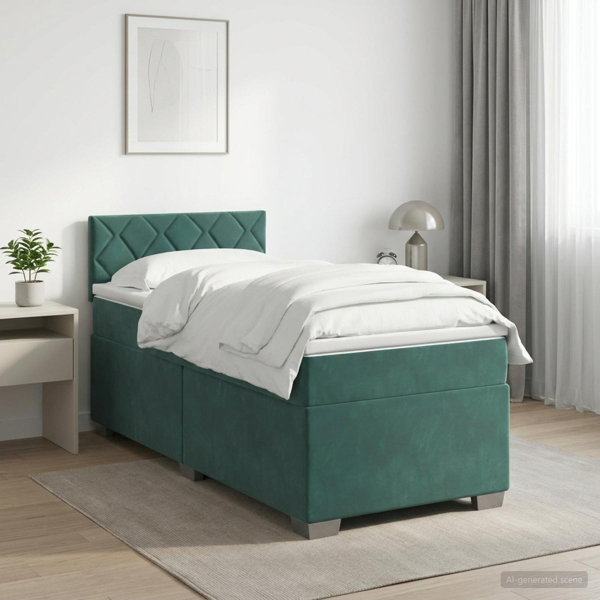 Boxspringbed met matras Donkergroen 80 x 200 cm Fluweel is nu te koop bij PeponiXL, paradijselijk wonen!