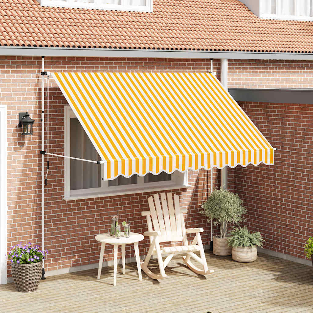 Luifel handmatig uittrekbaar 300 cm oranje en witte strepen is nu te koop bij PeponiXL, paradijselijk wonen!