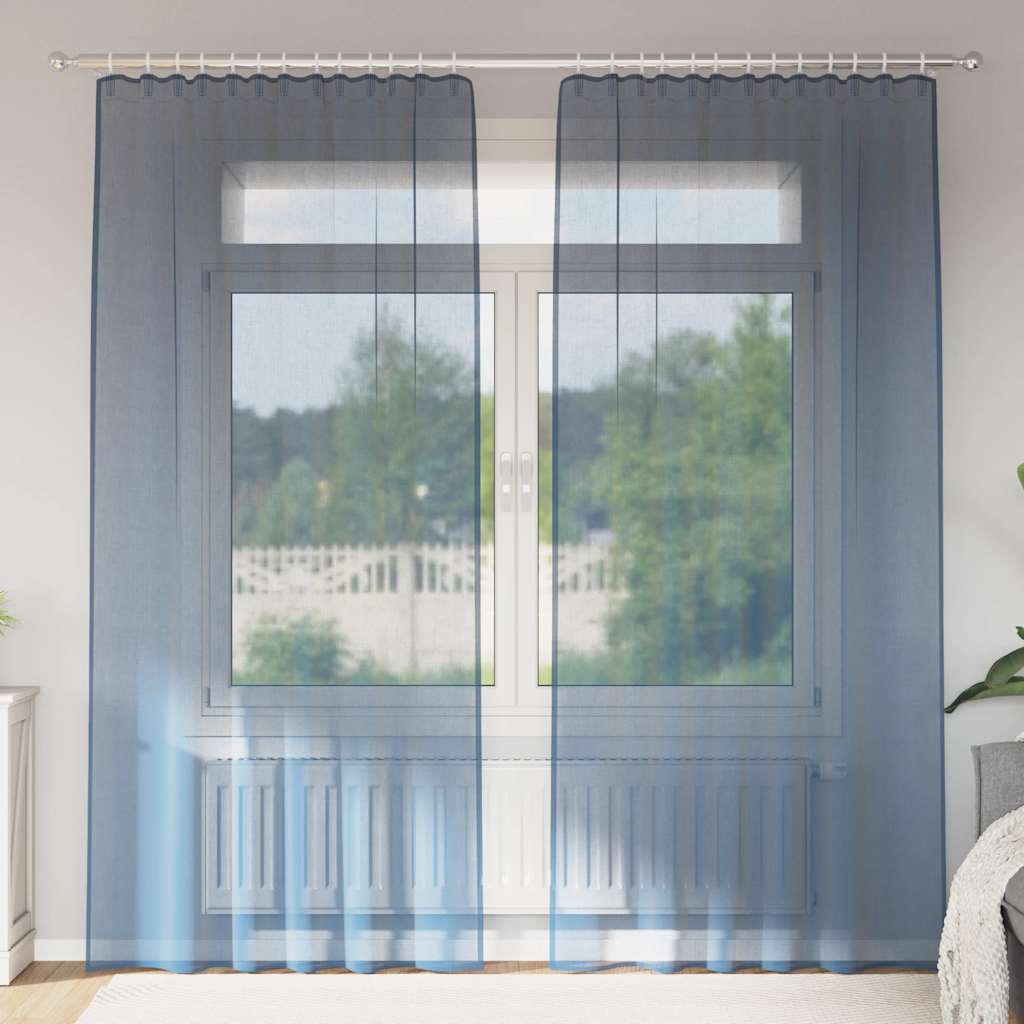 Gordijnen voile met roedezakken 2 st koningsblauw is nu te koop bij PeponiXL, paradijselijk wonen!