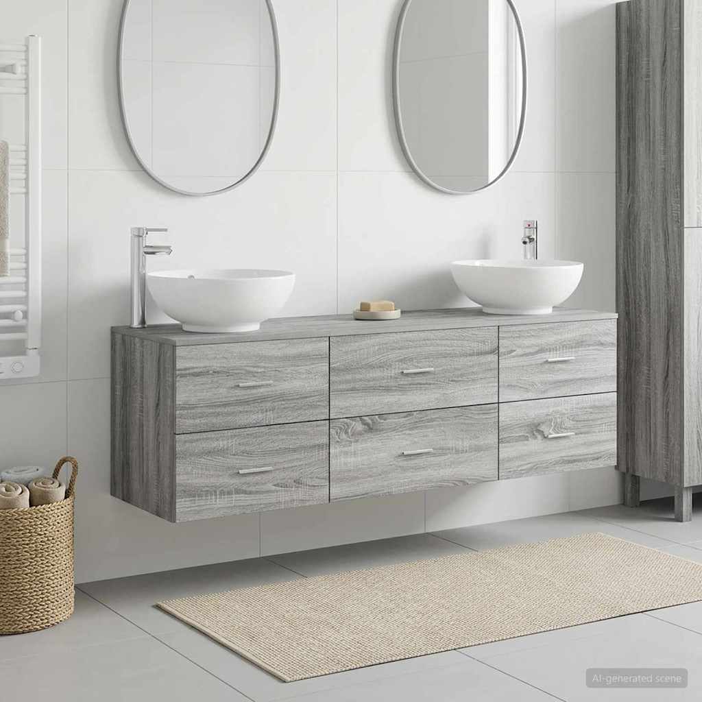Badkamermeubelset 3 st Grijs Sonoma 49,5 x 44,5 x 65 cm is nu te koop bij PeponiXL, paradijselijk wonen!