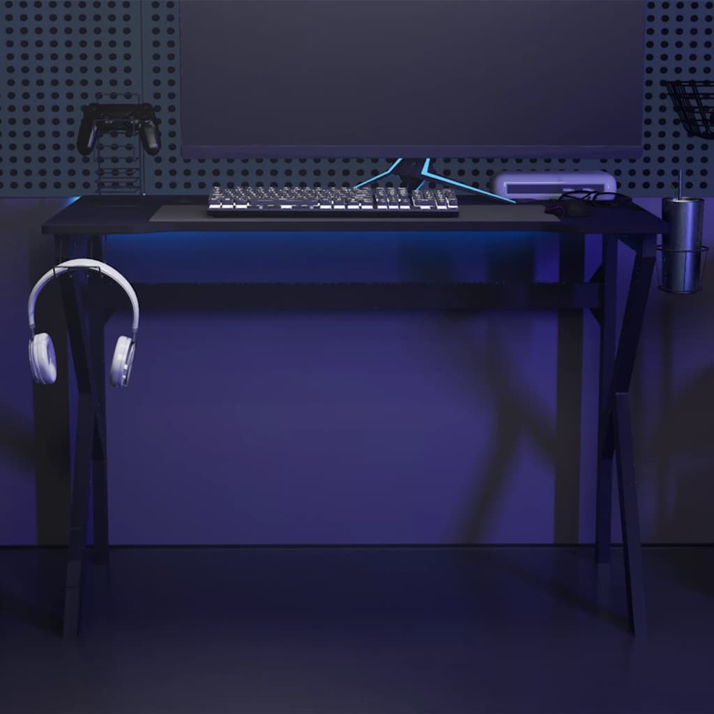 Gamingbureau met K-vormige poten 110x60x75 cm zwart is nu te koop bij PeponiXL, paradijselijk wonen!