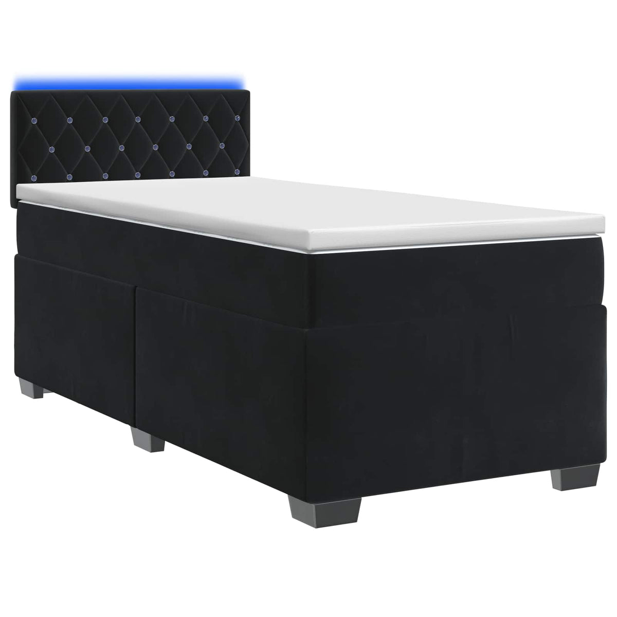 Boxspring Bed met Matras en LED Zwart 100 x 200 cm fluweel is nu te koop bij PeponiXL, paradijselijk wonen!