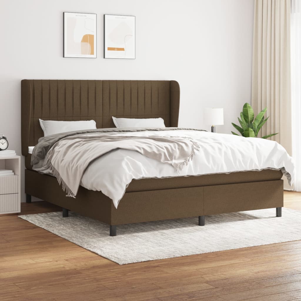 Boxspring met matras stof donkerbruin 160x200 cm is nu te koop bij PeponiXL, paradijselijk wonen!