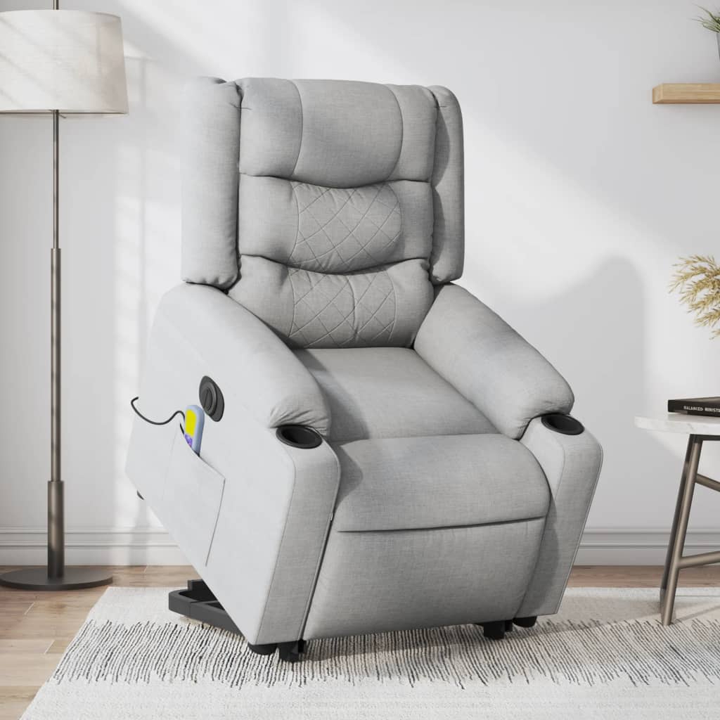 Sta-op-massagestoel elektrisch verstelbaar stof lichtgrijs is nu te koop bij PeponiXL, paradijselijk wonen!