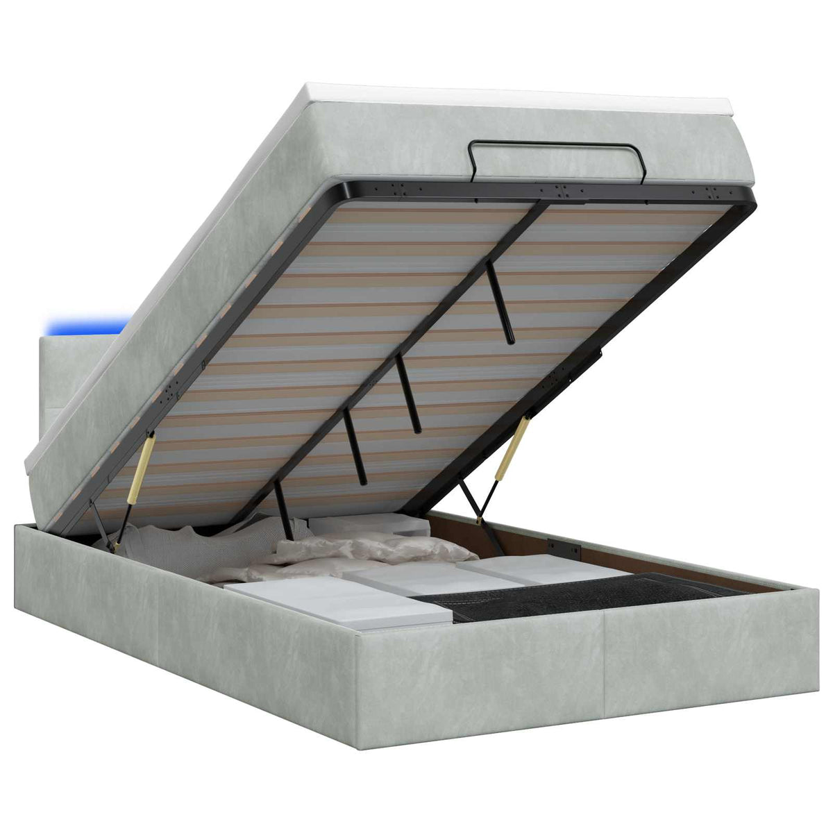 Ottoman Bed met Matrassen en LED Lichtgrijs 120 x 190 cm is nu te koop bij PeponiXL, paradijselijk wonen!