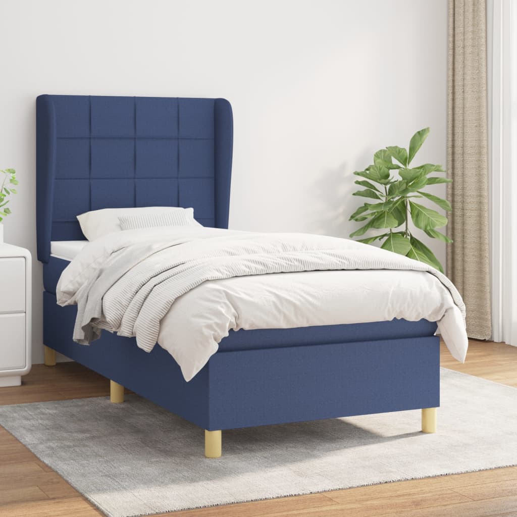Boxspring met matras stof blauw 100x200 cm is nu te koop bij PeponiXL, paradijselijk wonen!