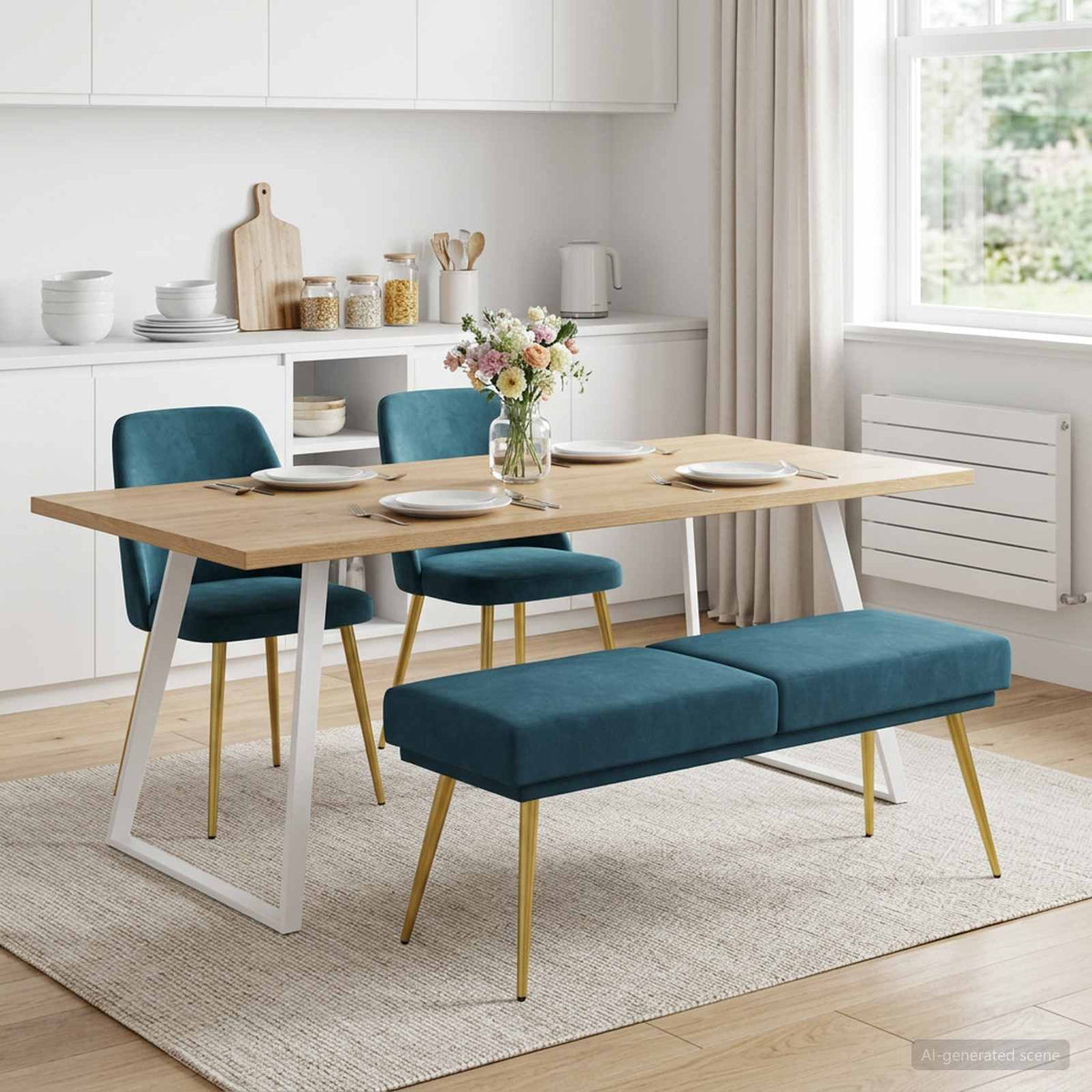 Dubbel Laagige Bank Blauw 120 x 45 x 46 cm fluweel is nu te koop bij PeponiXL, paradijselijk wonen!