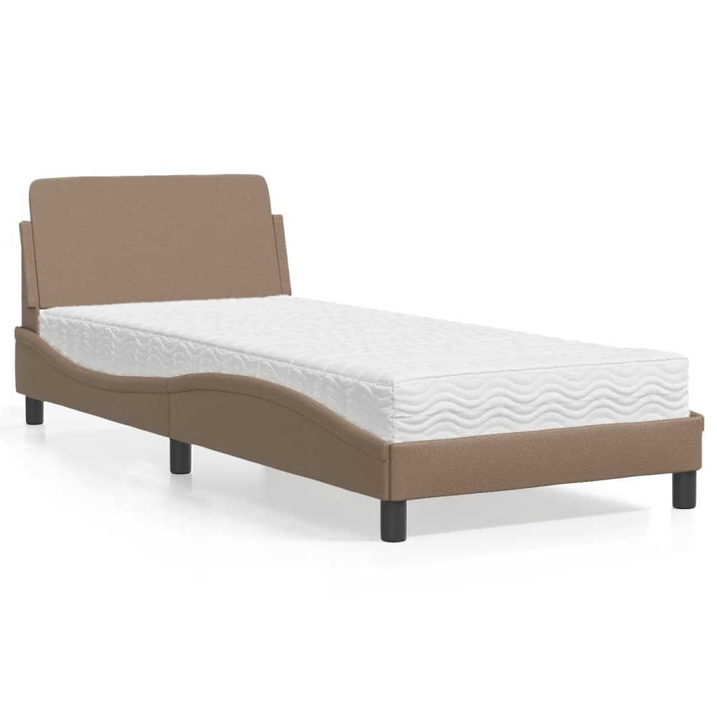 Bed met matras "Dover" kunstleer cappuccinokleurig 80x200 cm is nu te koop bij PeponiXL, paradijselijk wonen!