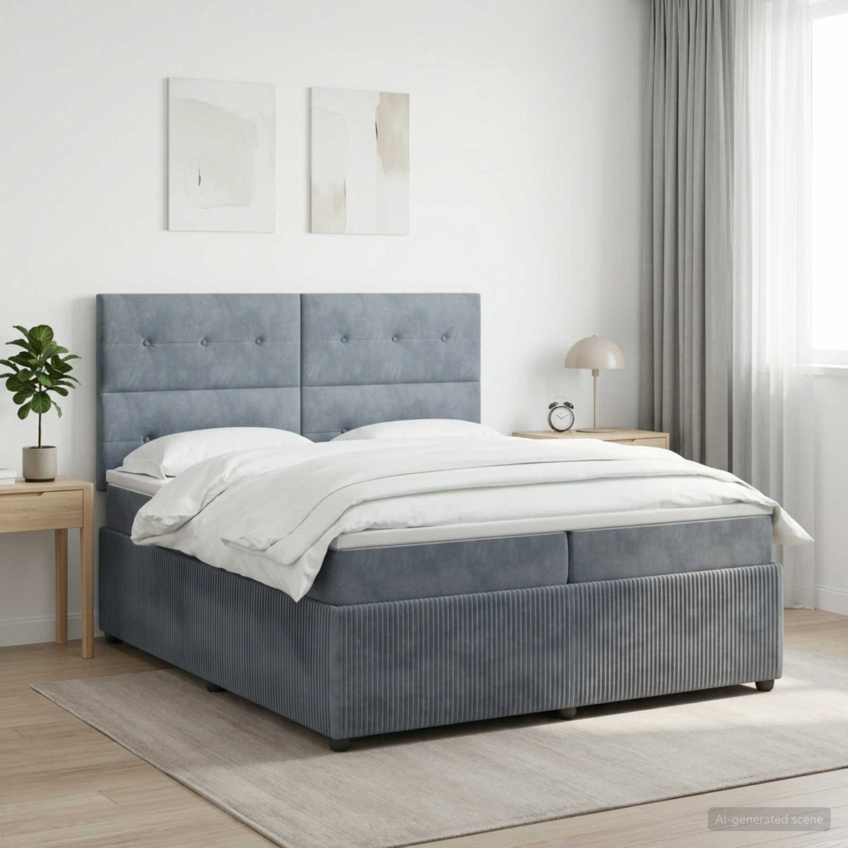 Boxspringbed met matras Donkergrijs 200 x 200 cm Fluweel is nu te koop bij PeponiXL, paradijselijk wonen!
