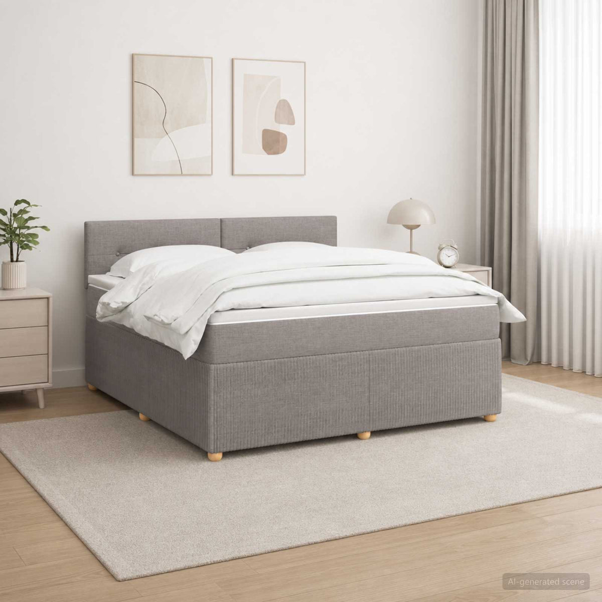 Boxspringbed met matras met hoofdeinde Taupe 180 x 200 cm Stof is nu te koop bij PeponiXL, paradijselijk wonen!