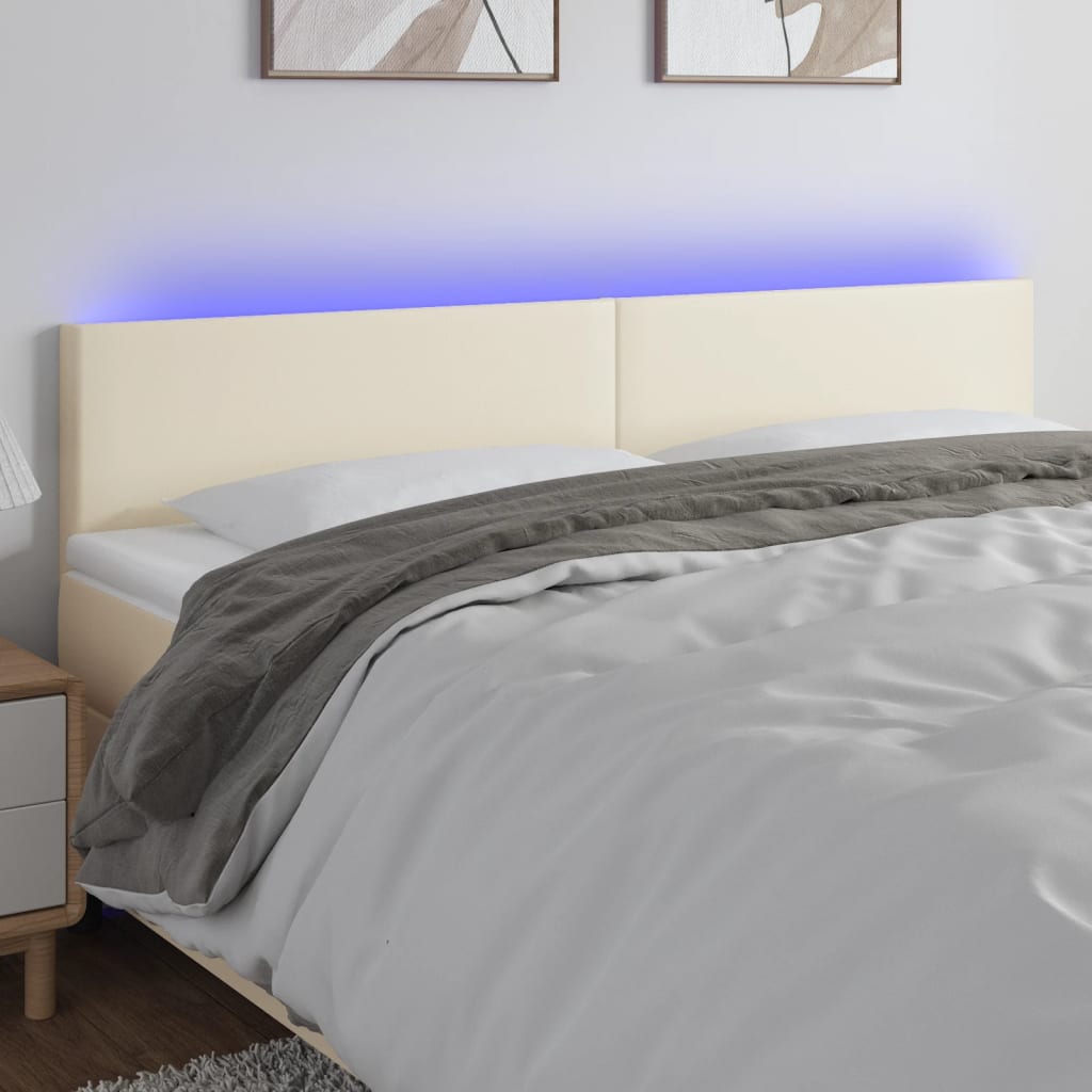 Hoofdbord LED 160x5x78/88 cm kunstleer crèmekleurig is nu te koop bij PeponiXL, paradijselijk wonen!
